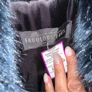 Very fashionable navy blue faux fur vest there are hooks in the front no sleeves